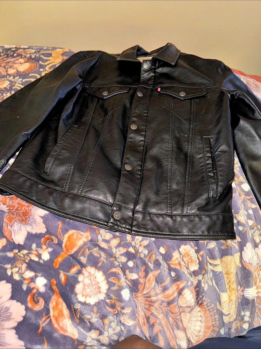 Levi's Faux Leather Trucker Jacket Men's Black
